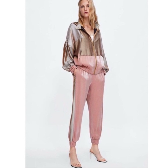 ZARA Glowy shimmery Drawstring Cuffed
Joggers Pants Size Large - Picture 1 of 11